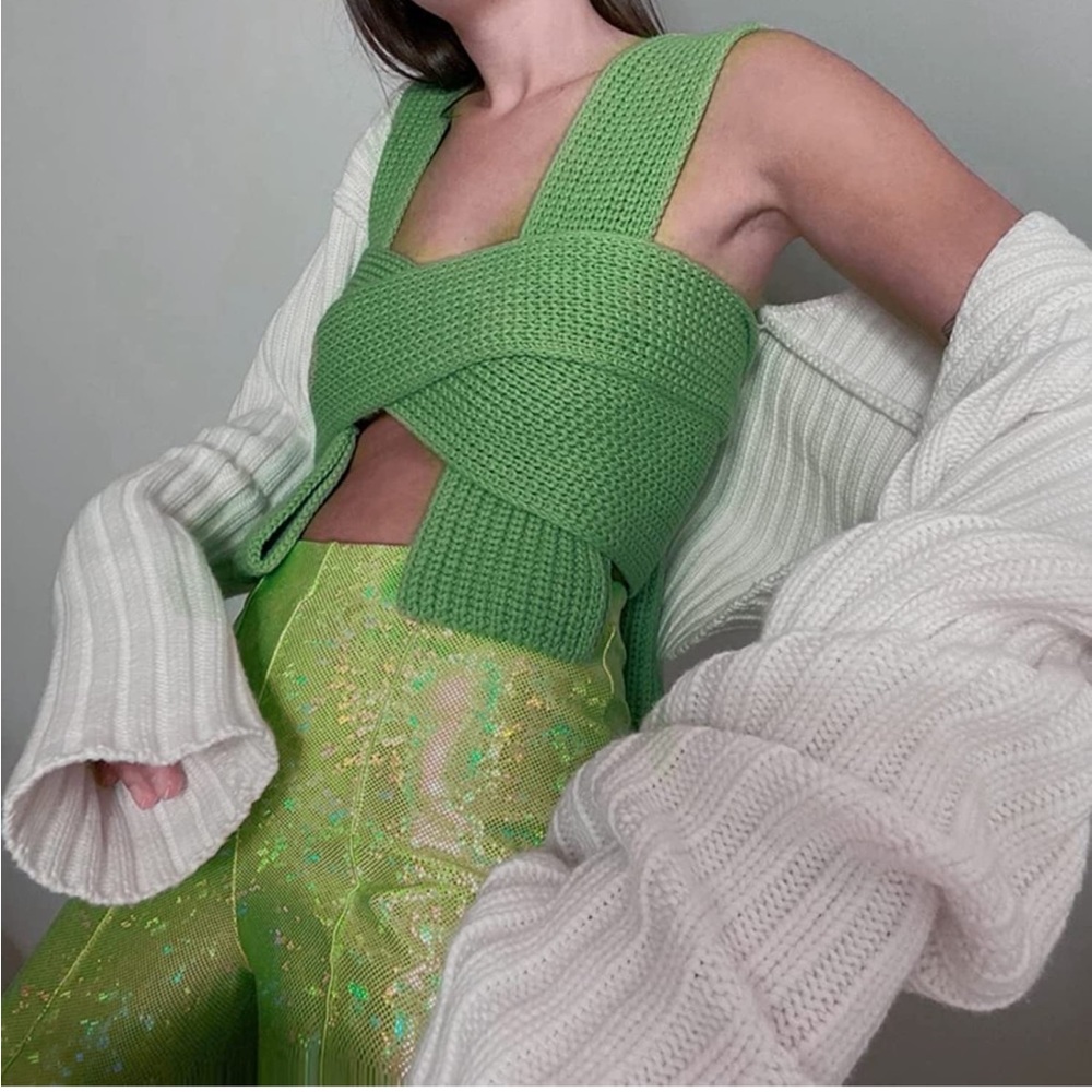 Green knit top